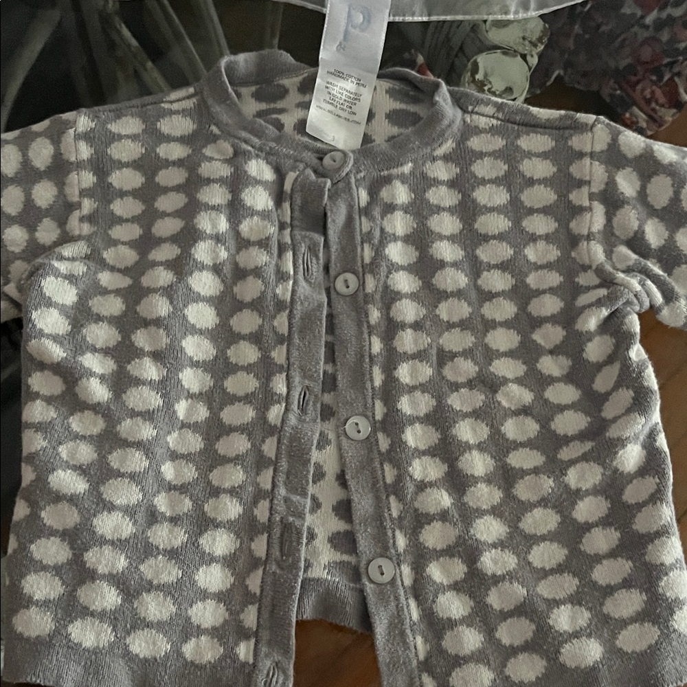 Bella Bliss Gray and White Polka Dot Button Down Shirt